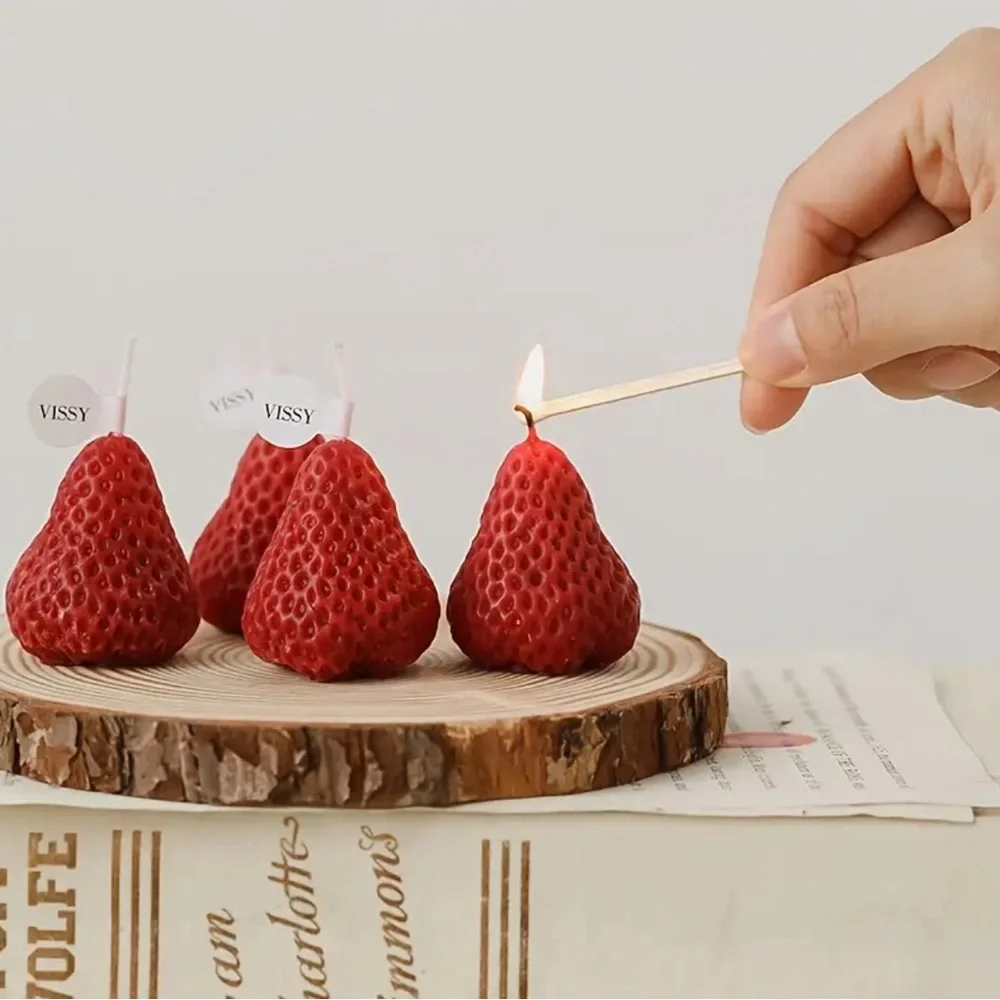 Strawberry Candle 6pieces Pink and Red Aromatherapy Romantic Small Size